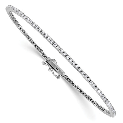 Sterling Silver Rhodium-Plated 1.5mm CZ 7in Bracelet