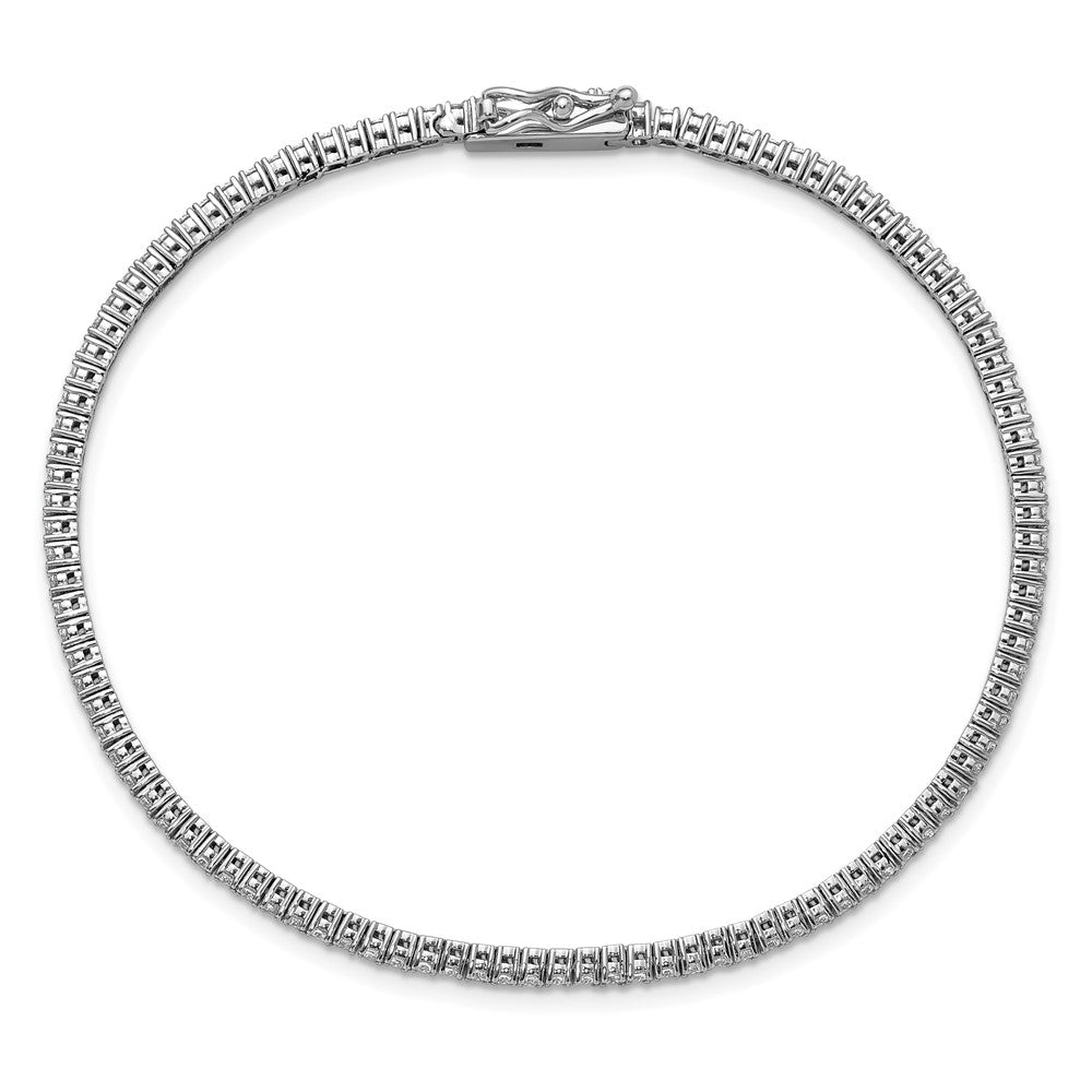 Sterling Silver Rhodium-Plated 1.5mm CZ 7in Bracelet