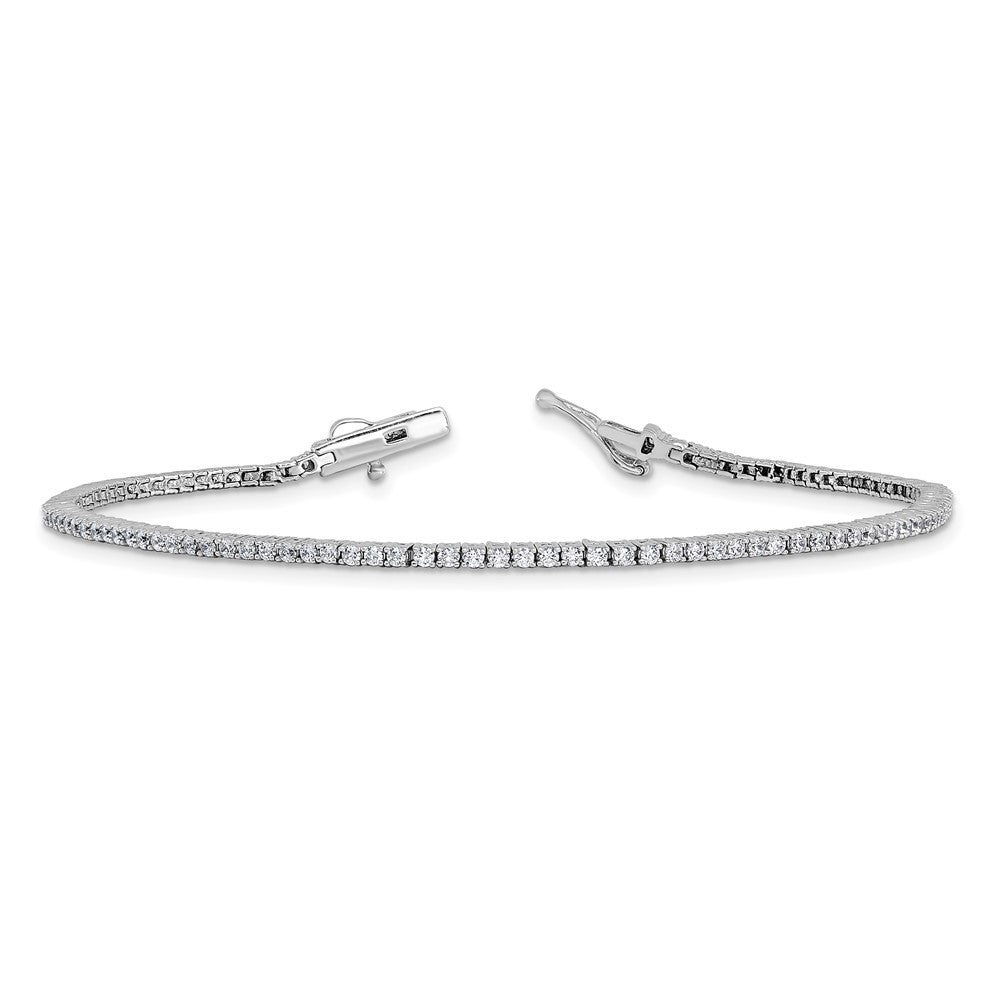 Sterling Silver Rhodium-Plated 1.5mm CZ 7in Bracelet