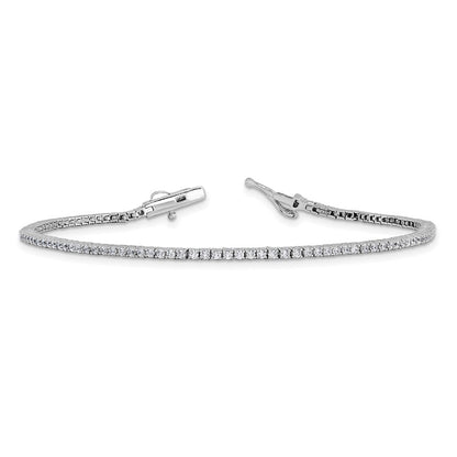 Sterling Silver Rhodium-Plated 1.5mm CZ 7in Bracelet
