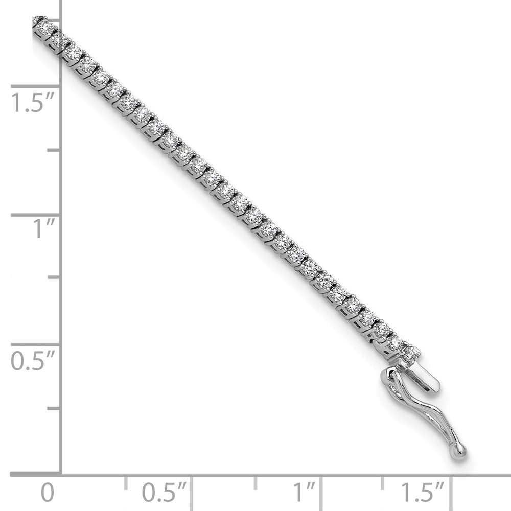 Sterling Silver Rhodium-Plated 1.5mm CZ 7in Bracelet