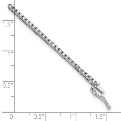 Sterling Silver Rhodium-Plated 1.5mm CZ 7in Bracelet