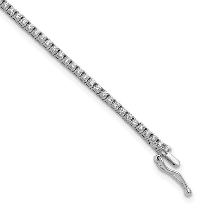 Sterling Silver Rhodium-Plated 1.5mm CZ 7in Bracelet