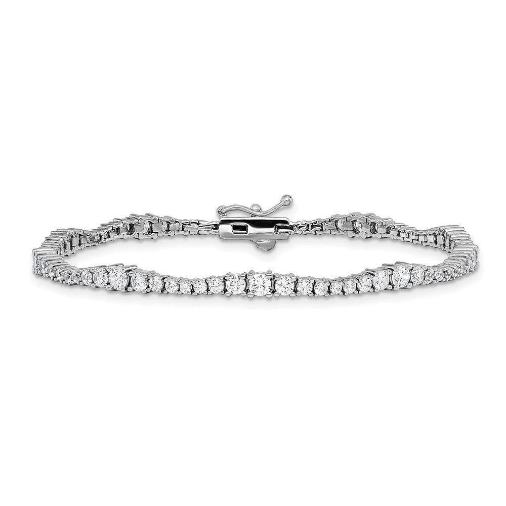 Sterling Silver Rhodium-Plated CZ 7in Bracelet