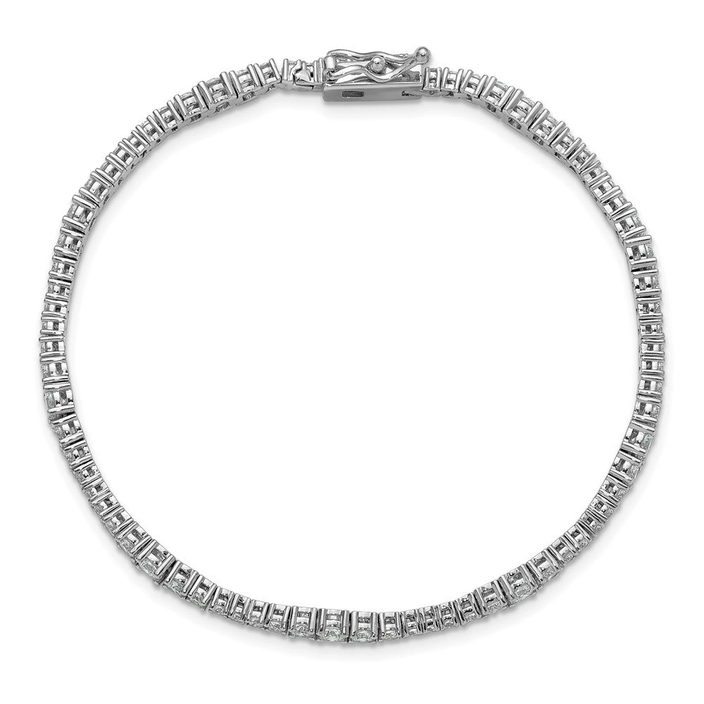 Sterling Silver Rhodium-Plated CZ 7in Bracelet