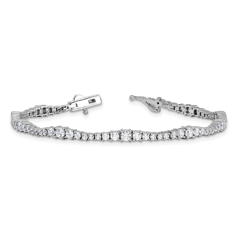 Sterling Silver Rhodium-Plated CZ 7in Bracelet