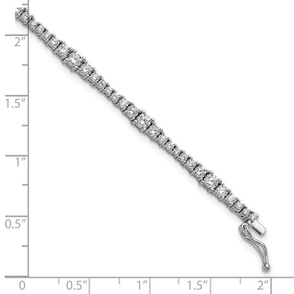 Sterling Silver Rhodium-Plated CZ 7in Bracelet