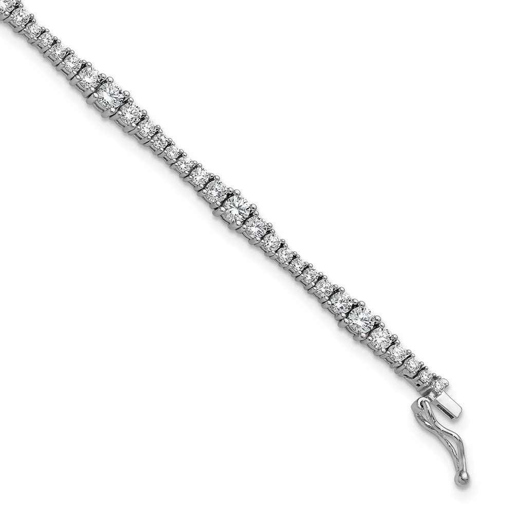 Sterling Silver Rhodium-Plated CZ 7in Bracelet
