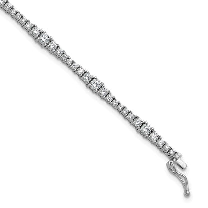 Sterling Silver Rhodium-Plated CZ 7in Bracelet