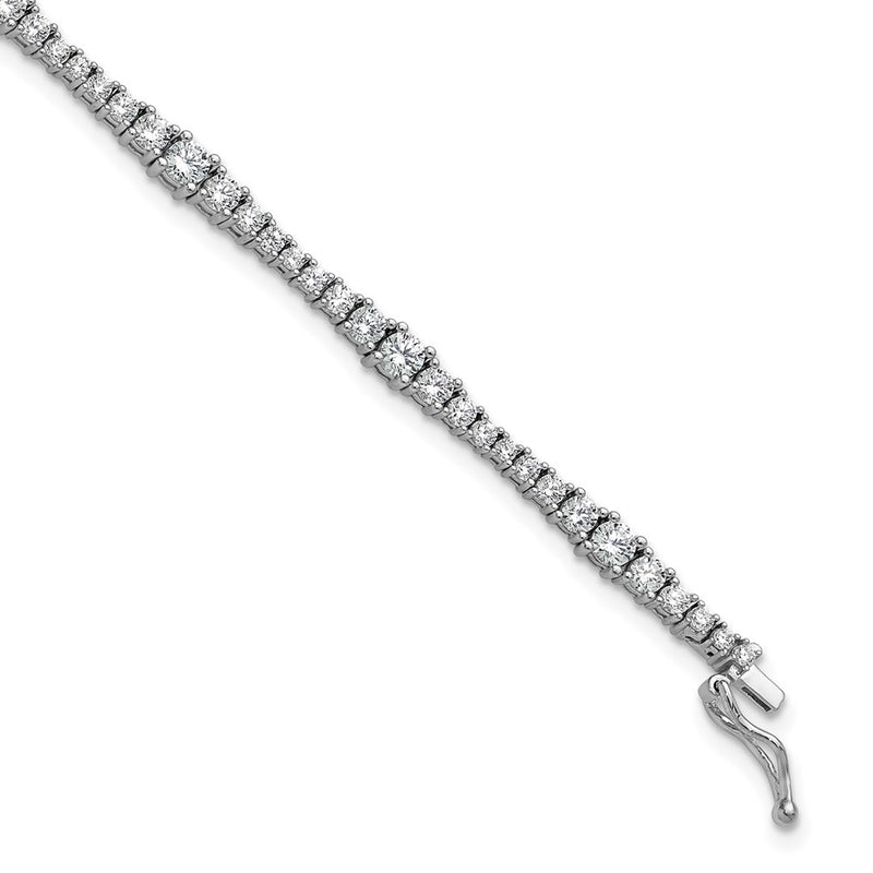 Sterling Silver Rhodium-Plated CZ 7in Bracelet