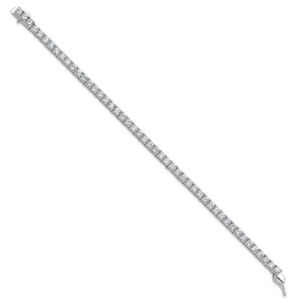 Sterling Silver Rhodium-Plated 3.5mm CZ 7in Bracelet