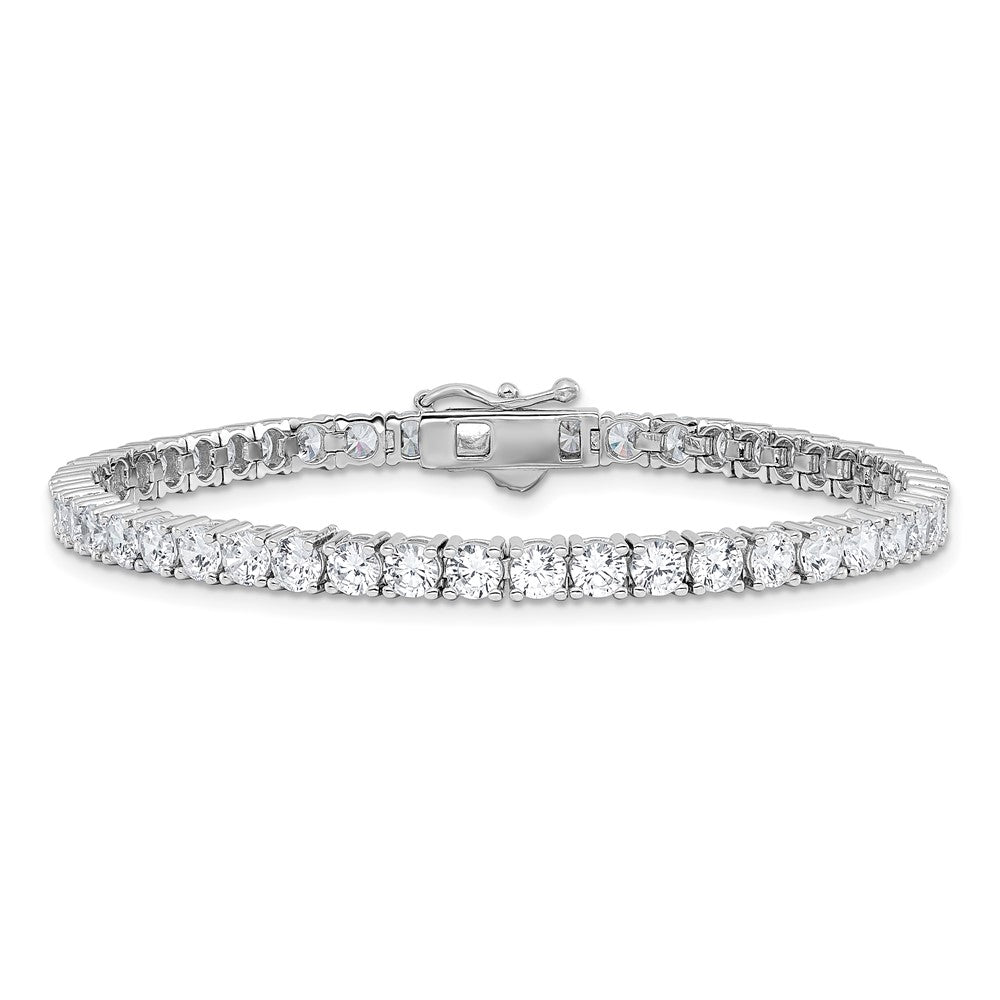 Sterling Silver Rhodium-Plated 3.5mm CZ 7in Bracelet