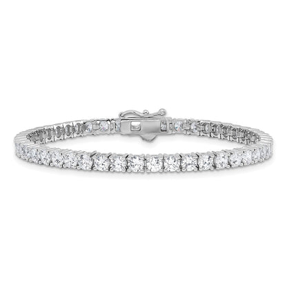 Sterling Silver Rhodium-Plated 3.5mm CZ 7in Bracelet