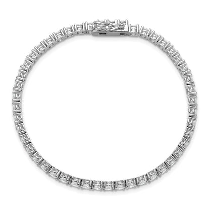 Sterling Silver Rhodium-Plated 3.5mm CZ 7in Bracelet