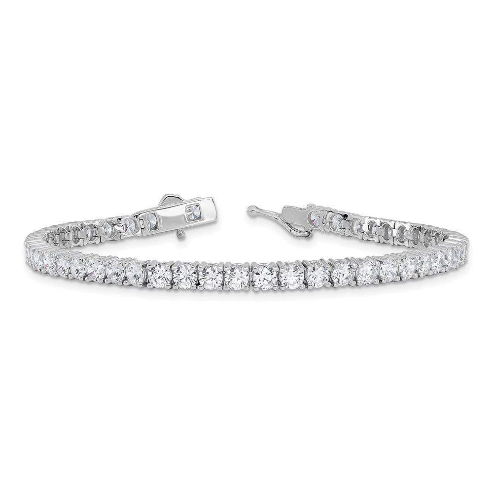 Sterling Silver Rhodium-Plated 3.5mm CZ 7in Bracelet