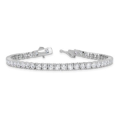 Sterling Silver Rhodium-Plated 3.5mm CZ 7in Bracelet