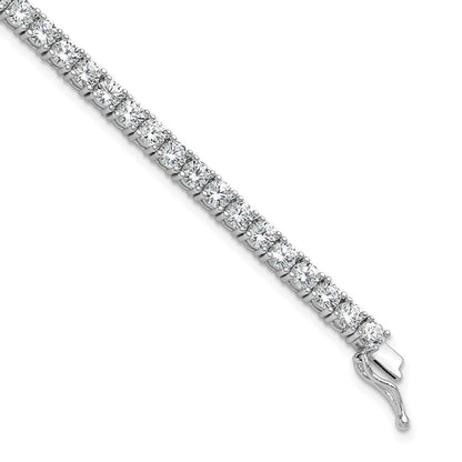 Sterling Silver Rhodium-Plated 3.5mm CZ 7in Bracelet