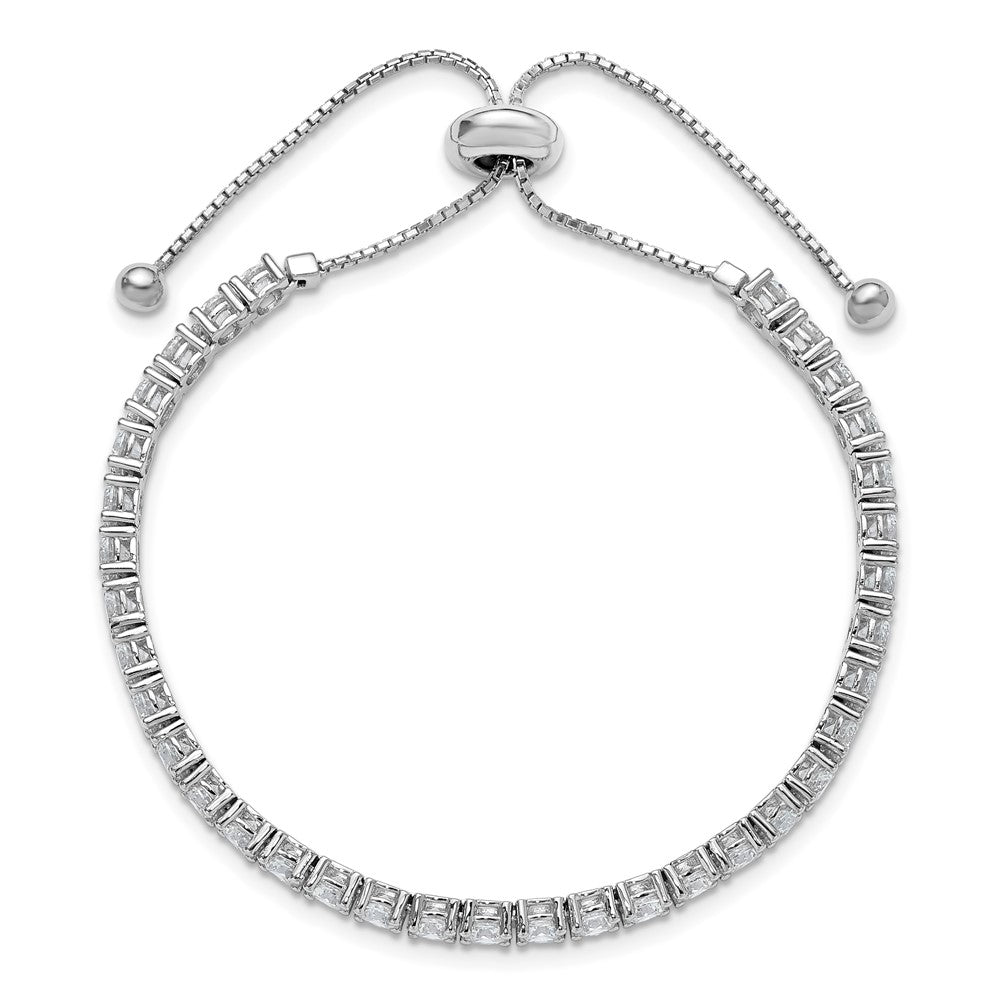 Sterling Silver Rhodium-Plated 3.5mm CZ Adjustable Bracelet