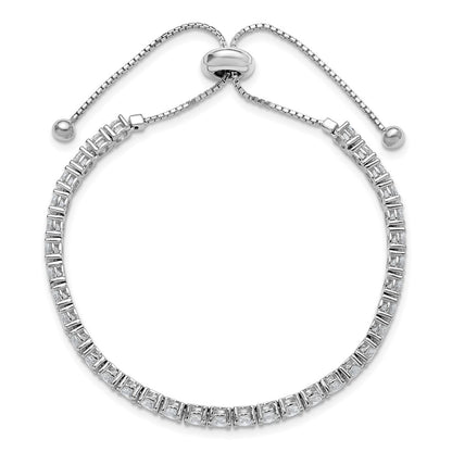 Sterling Silver Rhodium-Plated 3.5mm CZ Adjustable Bracelet