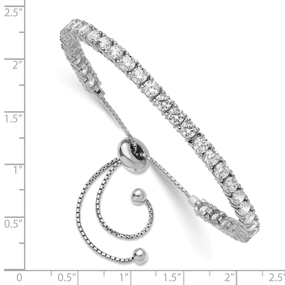Sterling Silver Rhodium-Plated 3.5mm CZ Adjustable Bracelet
