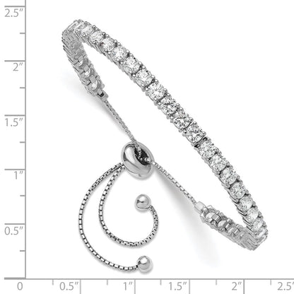 Sterling Silver Rhodium-Plated 3.5mm CZ Adjustable Bracelet