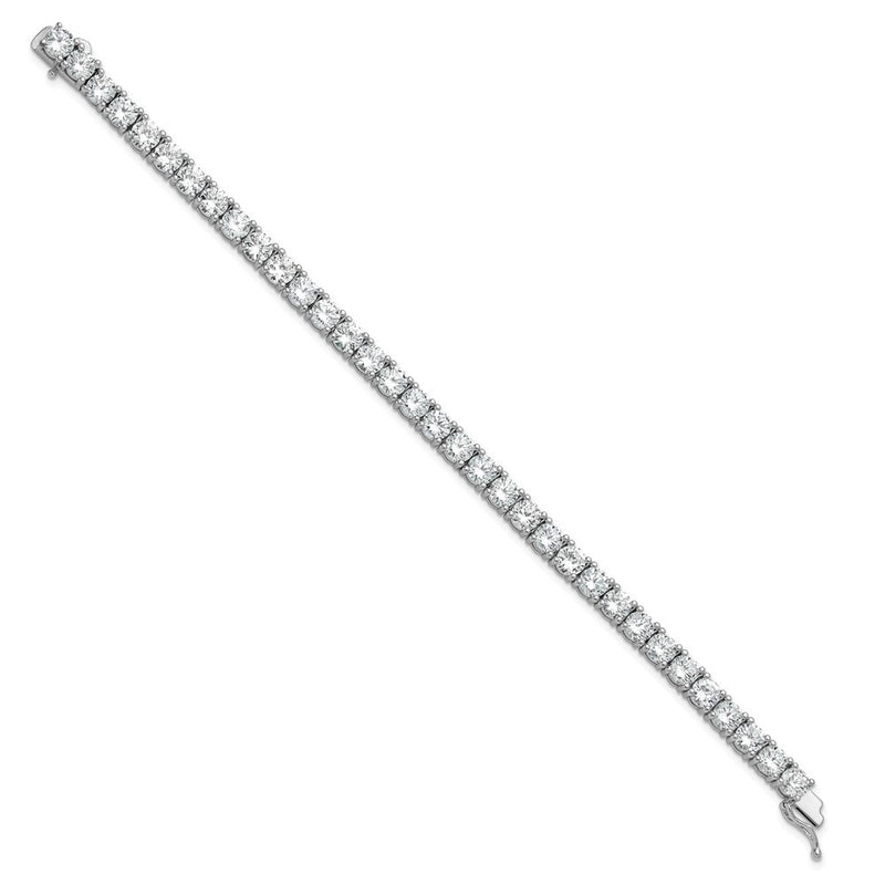 Sterling Silver Rhodium-Plated 5mm CZ 7in Bracelet