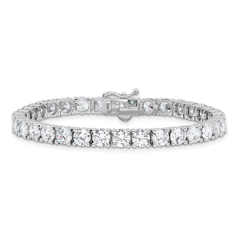Sterling Silver Rhodium-Plated 5mm CZ 7in Bracelet