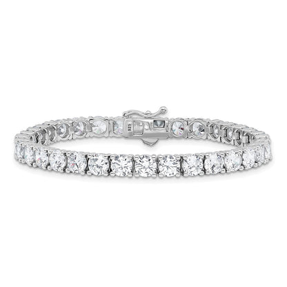 Sterling Silver Rhodium-Plated 5mm CZ 7in Bracelet