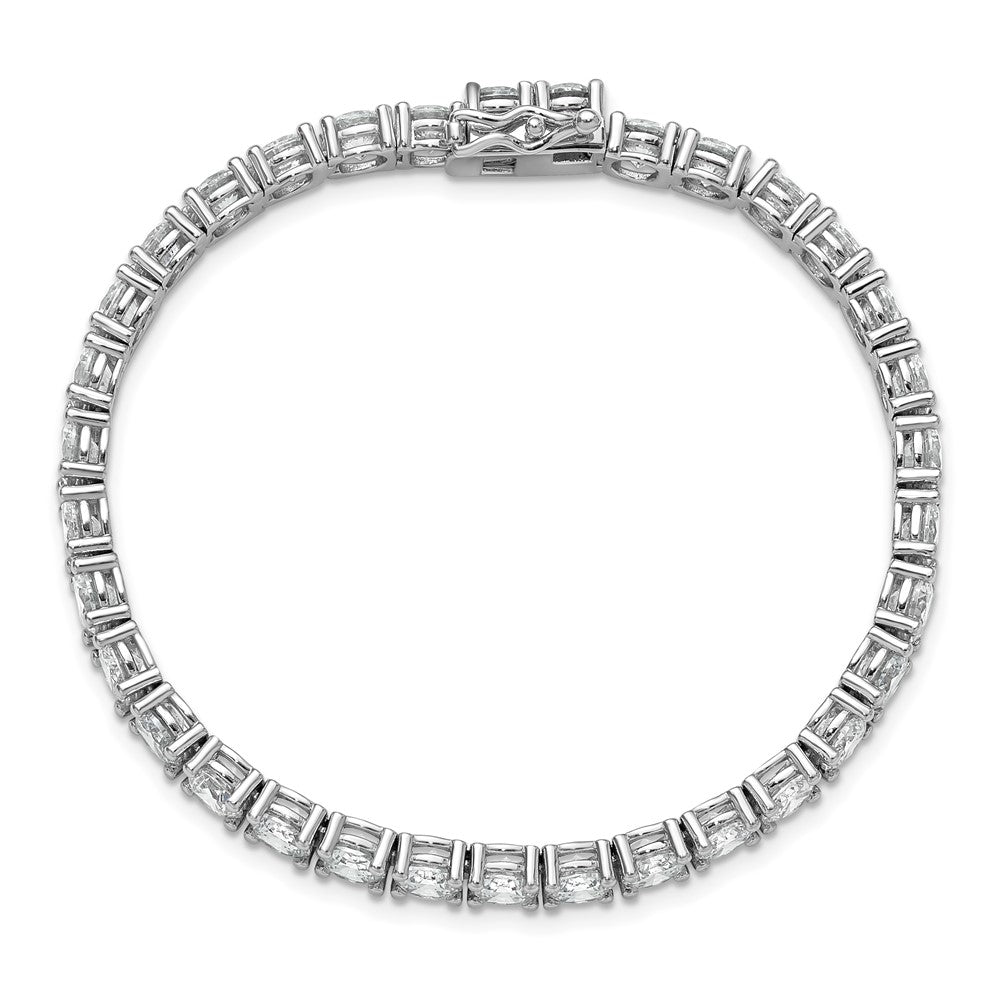 Sterling Silver Rhodium-Plated 5mm CZ 7in Bracelet