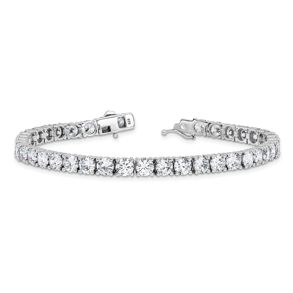 Sterling Silver Rhodium-Plated 5mm CZ 7in Bracelet