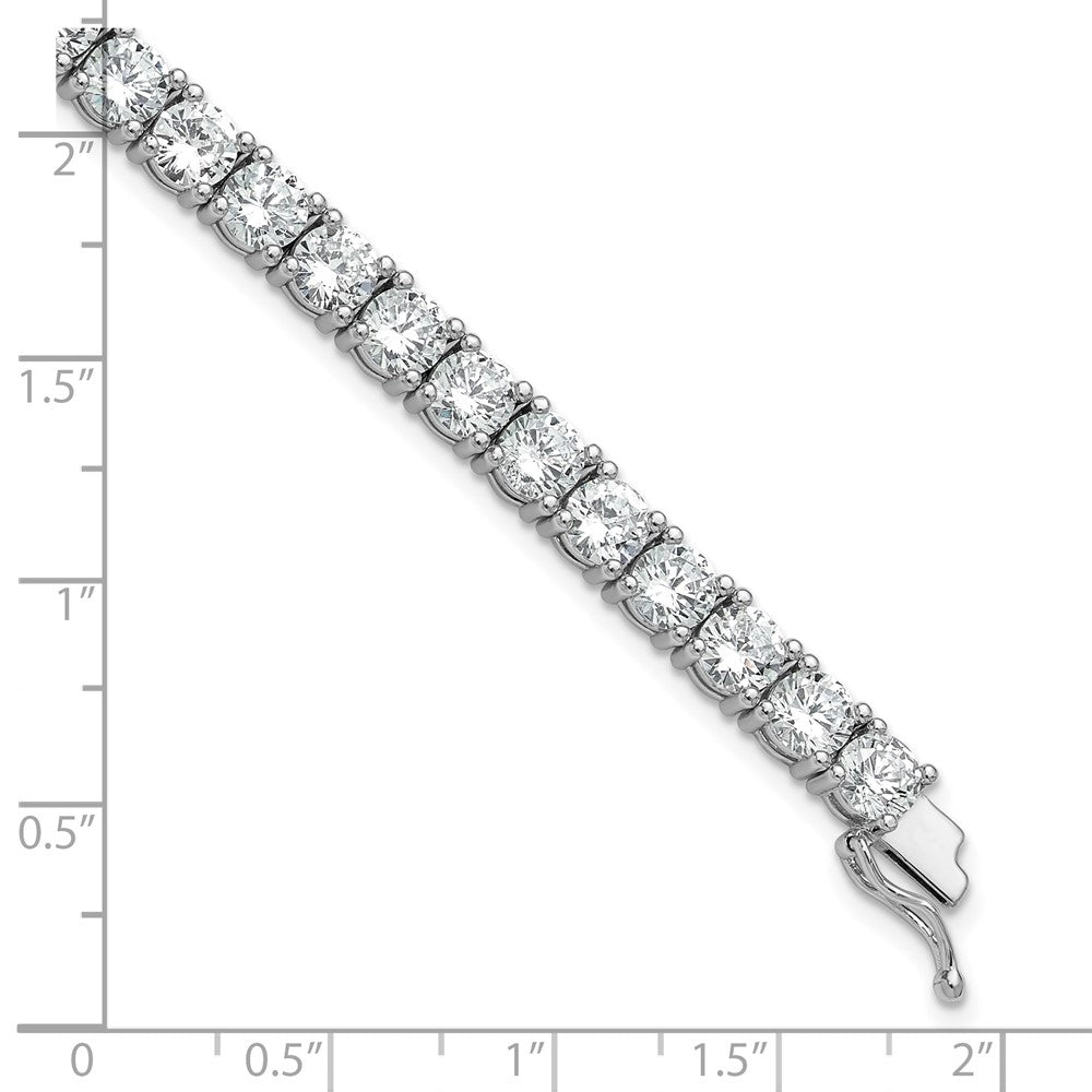 Sterling Silver Rhodium-Plated 5mm CZ 7in Bracelet
