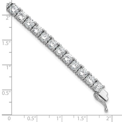 Sterling Silver Rhodium-Plated 5mm CZ 7in Bracelet
