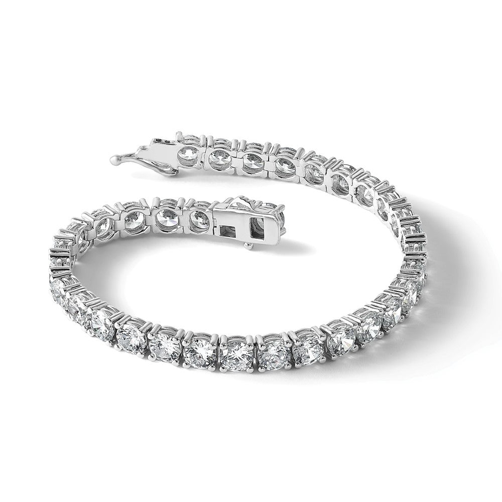 Sterling Silver Rhodium-Plated 5mm CZ 7in Bracelet