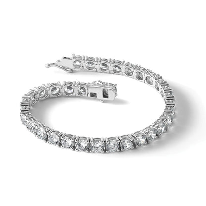 Sterling Silver Rhodium-Plated 5mm CZ 7in Bracelet