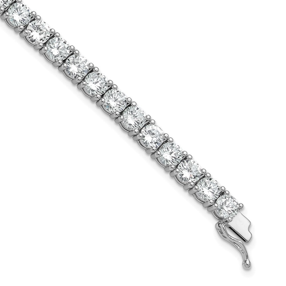 Sterling Silver Rhodium-Plated 5mm CZ 7in Bracelet