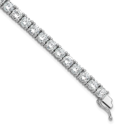 Sterling Silver Rhodium-Plated 5mm CZ 7in Bracelet