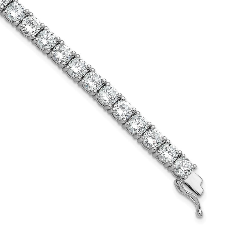 Sterling Silver Rhodium-Plated 5mm CZ 7in Bracelet