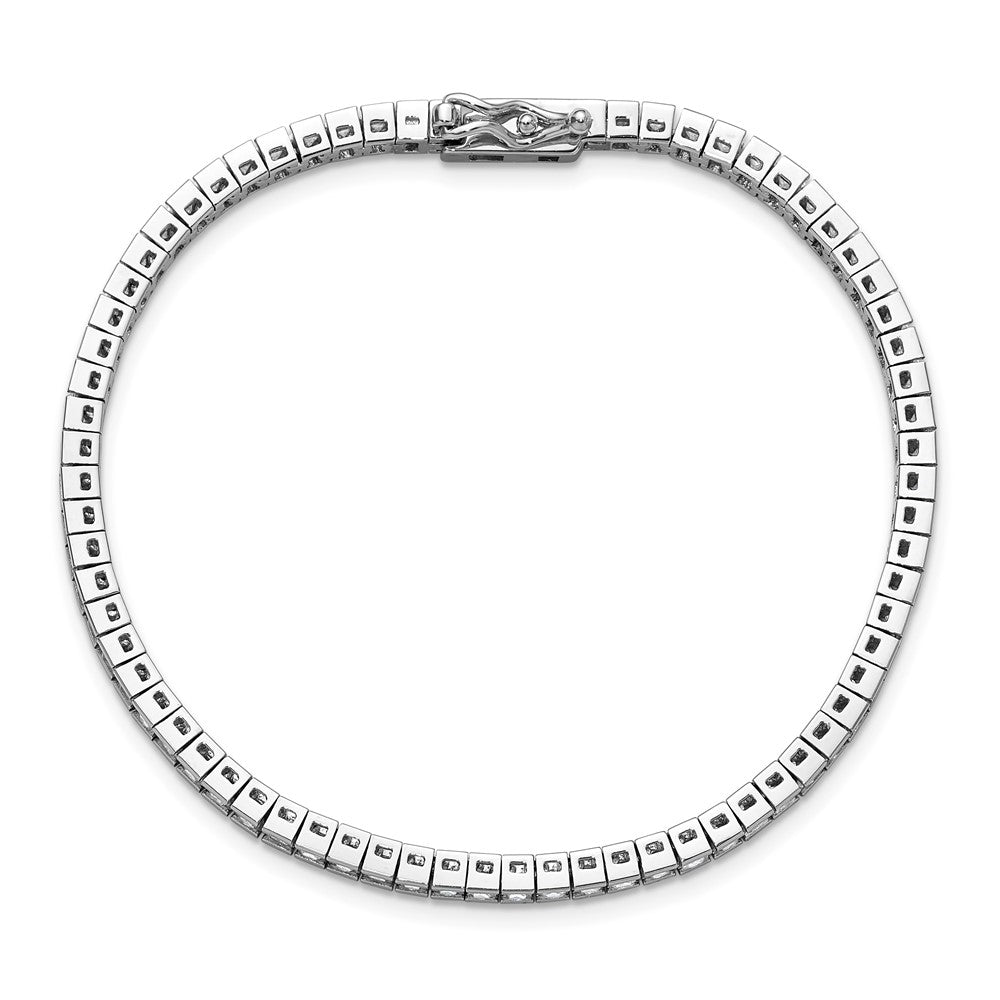 Sterling Silver Rhodium-Plated Square 2x2mm CZ 7in Bracelet