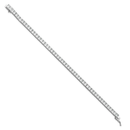 Sterling Silver Rhodium-Plated Square 3mm CZ 7in Bracelet