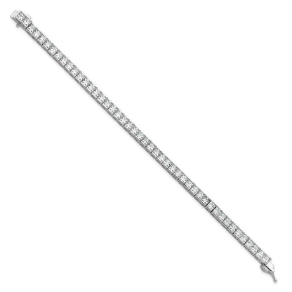 Sterling Silver Rhodium-Plated Square 3.5mm CZ 7in Bracelet