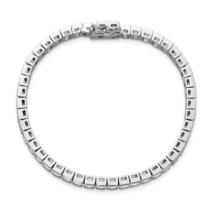 Sterling Silver Rhodium-Plated Square 3.5mm CZ 7in Bracelet