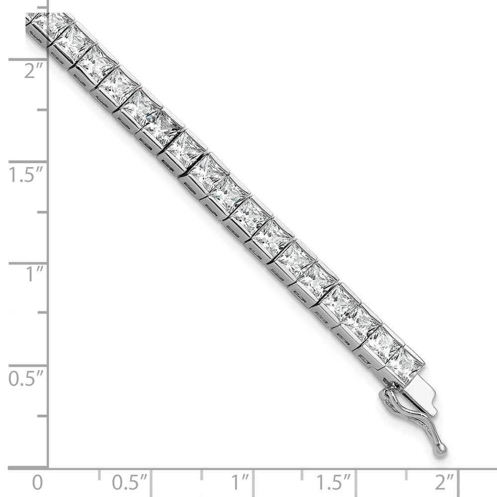 Sterling Silver Rhodium-Plated Square 3.5mm CZ 7in Bracelet