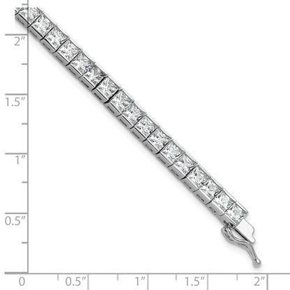 Sterling Silver Rhodium-Plated Square 3.5mm CZ 7in Bracelet
