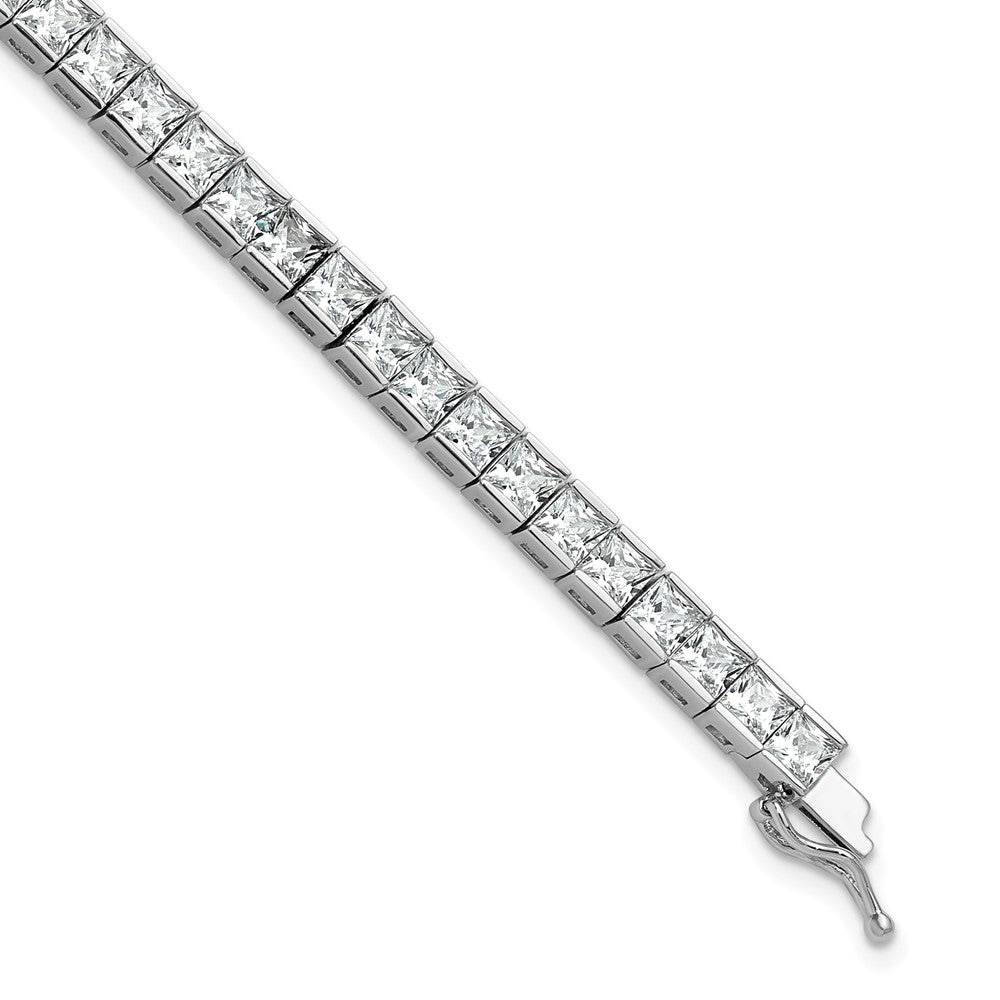 Sterling Silver Rhodium-Plated Square 3.5mm CZ 7in Bracelet