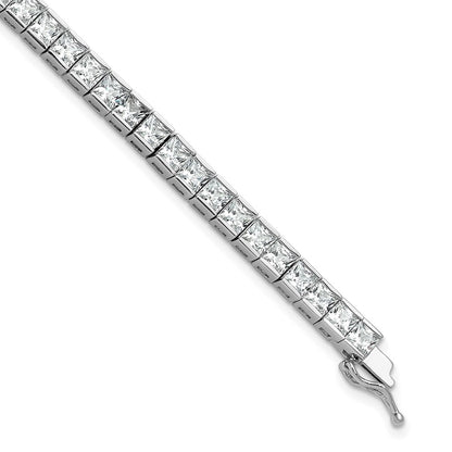 Sterling Silver Rhodium-Plated Square 3.5mm CZ 7in Bracelet