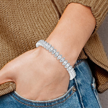 Sterling Silver Rhodium-Plated 5x4mm CZ 7in Bracelet