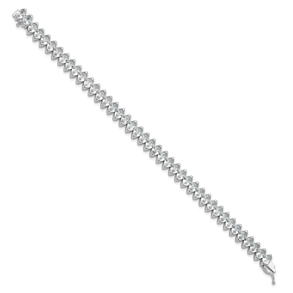 Sterling Silver Rhodium-Plated 5x4mm CZ 7in Bracelet