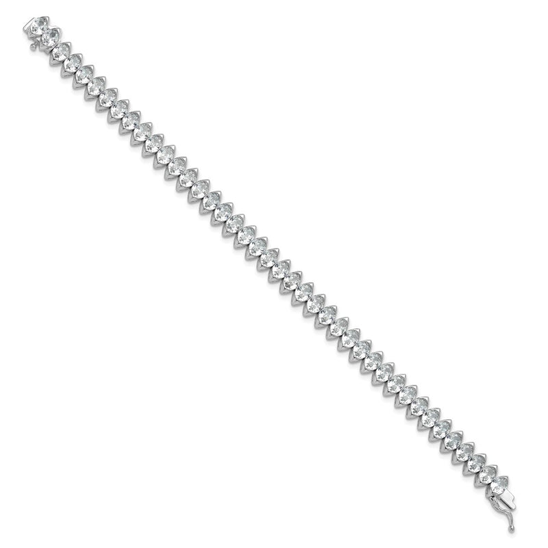 Sterling Silver Rhodium-Plated 5x4mm CZ 7in Bracelet