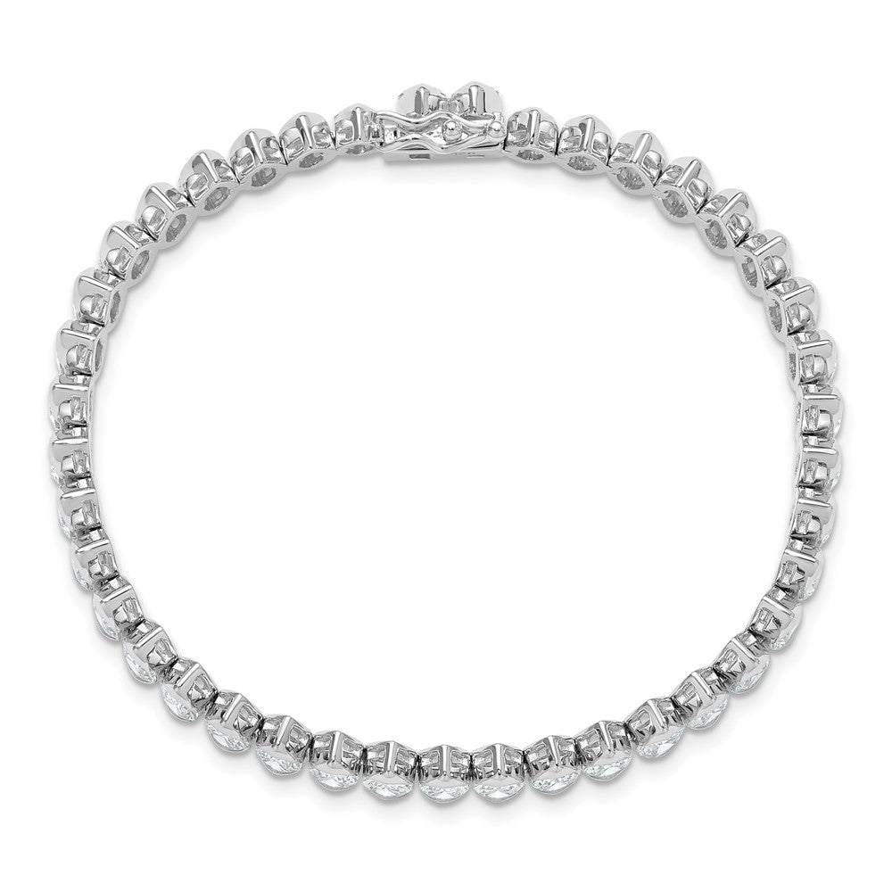Sterling Silver Rhodium-Plated 5x4mm CZ 7in Bracelet
