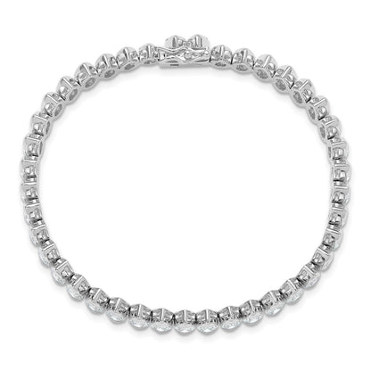 Sterling Silver Rhodium-Plated 5x4mm CZ 7in Bracelet